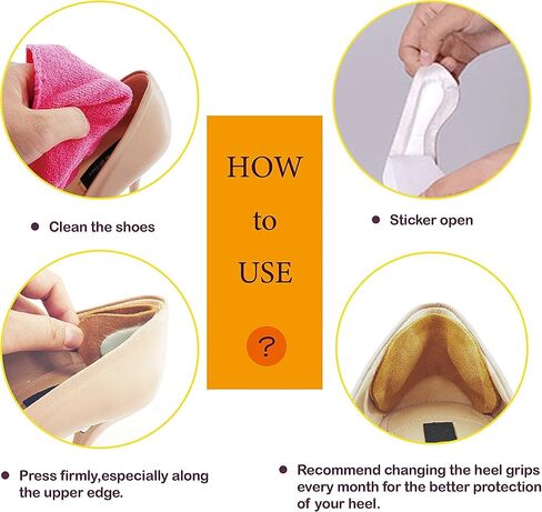 Space Lion Leather Heel Pads Liner Cushions,Heel Grips Inserts for Loose Shoes, Comfort,Prevent Heel Slip and Blister Hairpin Shape 0.2inch(5 Pairs, Khaki) in Saudi Arabia