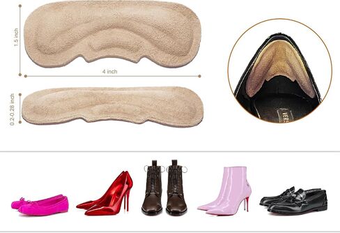 Space Lion Leather Heel Pads Liner Cushions,Heel Grips Inserts for Loose Shoes, Comfort,Prevent Heel Slip and Blister Hairpin Shape 0.2inch(5 Pairs, Khaki) in Saudi Arabia