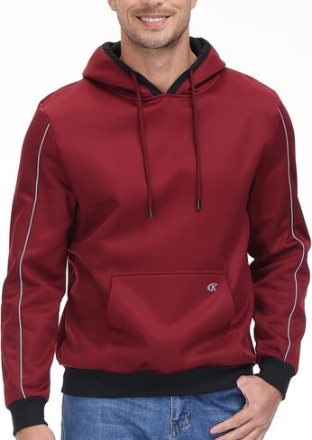 YuKaiChen الرجال البلوز هوديس كم طويل الرباط محب بلوزات مقنعين عادية مع جيوب الكنغر in Kuwait