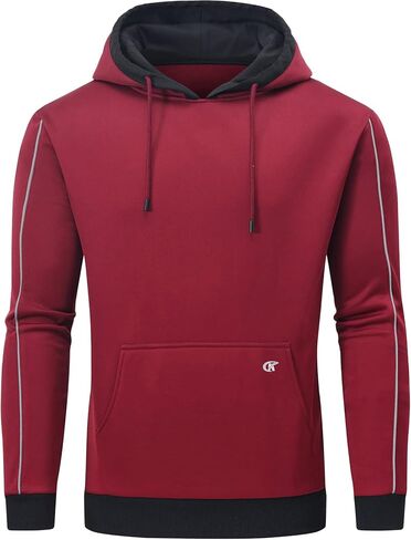 YuKaiChen الرجال البلوز هوديس كم طويل الرباط محب بلوزات مقنعين عادية مع جيوب الكنغر in Kuwait