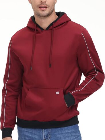 YuKaiChen الرجال البلوز هوديس كم طويل الرباط محب بلوزات مقنعين عادية مع جيوب الكنغر in Kuwait