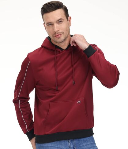 YuKaiChen الرجال البلوز هوديس كم طويل الرباط محب بلوزات مقنعين عادية مع جيوب الكنغر in Kuwait