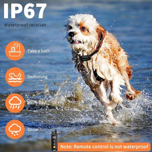 طوق صدمات للكلاب - طوق تدريب للكلاب بطول 3300 قدم مع جهاز تحكم عن بعد، لاسلكي IP67 مقاوم للماء للكلاب التي يبلغ وزنها 60-100 رطل، طوق إلكتروني قابل لإعادة الشحن مع 3 أوضاع تدريب صفير، اهتزاز، صدمة آمنة، للكلاب الصغيرة الكبيرة in Kuwait