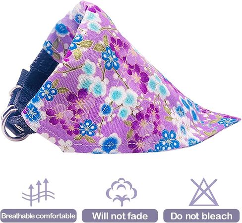 PET SHOW 4Pcs Small Dog Bandanas Slide on Collar Set Washable Cherry Blossoms Puppies Cat Bandanas Bibs Slip Through Collar Accessories for Boy Girl Small Medium Dogs Attach to Pet Collar in Saudi Arabia