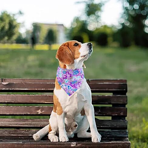 PET SHOW 4Pcs Small Dog Bandanas Slide on Collar Set Washable Cherry Blossoms Puppies Cat Bandanas Bibs Slip Through Collar Accessories for Boy Girl Small Medium Dogs Attach to Pet Collar in Saudi Arabia