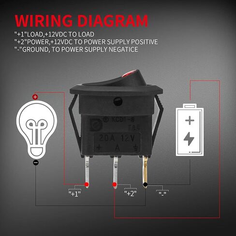 DaierTek Round Rocker Switch 12V 20A LED DC Round Shell 3 Pin with 12 Volt Red LED Lighted Automotive Car Truck Rocker Toggle Switch ON Off -5Pack in Kuwait