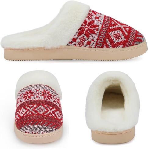 NineCiFun Women's Warm House Slippers Memory Foam House Fuzzy Cute Christmas Slippers Ladies Bedroom Slippers Gift For Women in Saudi Arabia