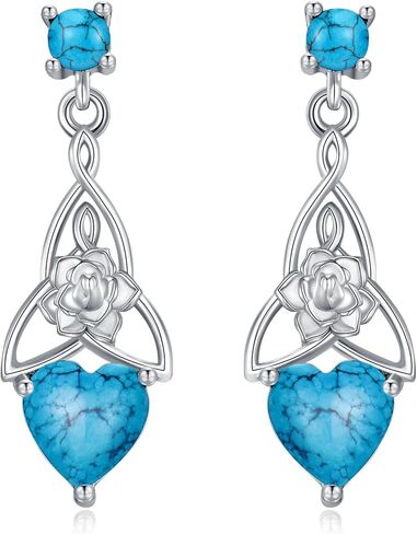 Gothic Heart Earrings Black Rose S925 Sterling Silver Sensitive Earrings for Women Hypoallergenic Valentine's Day Push Bck Earrings Jewelry Gift for Girlfriend, Wife, Mom in Kuwait