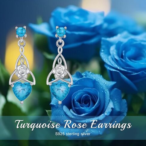 Gothic Heart Earrings Black Rose S925 Sterling Silver Sensitive Earrings for Women Hypoallergenic Valentine's Day Push Bck Earrings Jewelry Gift for Girlfriend, Wife, Mom in Kuwait