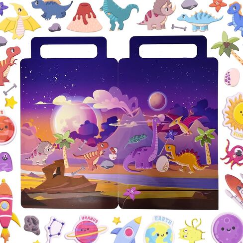 ملصقات النوافذ للأطفال الصغار وأنشطة السفر ملصقات منتفخة ملصقات نافذة قابلة لإعادة الاستخدام ملصقات نافذة قابلة للإزالة لسيارة وطائرة منزلية ومركبات بناء ومواصلات 77 قطعة in Kuwait