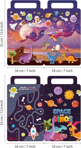 ملصقات النوافذ للأطفال الصغار وأنشطة السفر ملصقات منتفخة ملصقات نافذة قابلة لإعادة الاستخدام ملصقات نافذة قابلة للإزالة لسيارة وطائرة منزلية ومركبات بناء ومواصلات 77 قطعة in Kuwait