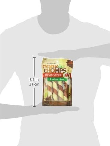 Pork Chomps Baked Pork Skin Dog Chews, 6-inch Twists, Bacon Flavor Wrap, 4 Count in Kuwait