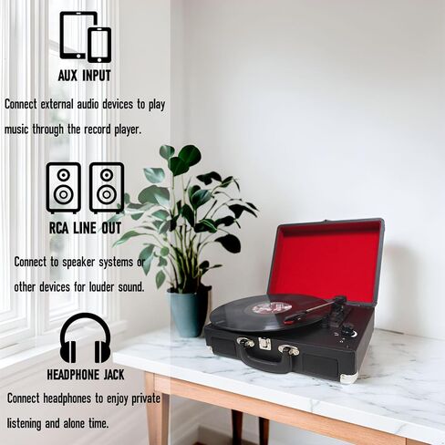 مشغل تسجيل بلوتوث، قرص دوار 3 سرعات مع مكبرات صوت مدمجة، يدعم إدخال وإخراج البلوتوث، تشغيل وتسجيل USB/SD، راديو FM، مخرج خط، مدخل AUX، مقبس سماعة الأذن in Kuwait