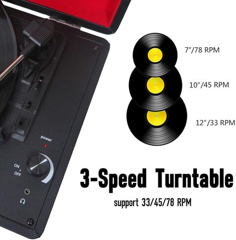 مشغل تسجيل بلوتوث، قرص دوار 3 سرعات مع مكبرات صوت مدمجة، يدعم إدخال وإخراج البلوتوث، تشغيل وتسجيل USB/SD، راديو FM، مخرج خط، مدخل AUX، مقبس سماعة الأذن in Kuwait