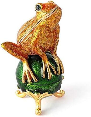 QIFU Lovely Mini Gold Frog Style Trinket Box Hinged Unique Gift for Home Decor in Kuwait