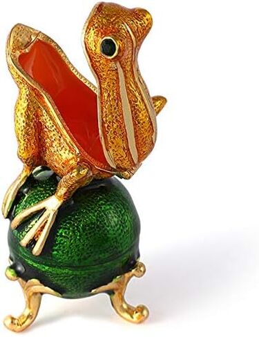 QIFU Lovely Mini Gold Frog Style Trinket Box Hinged Unique Gift for Home Decor in Kuwait