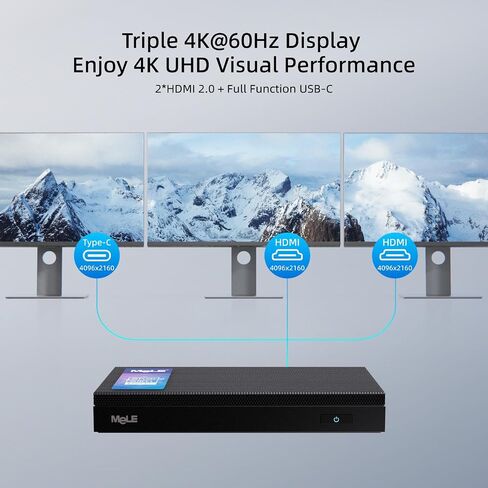 MeLE Mini PC Quieter 4C - الجيل الثاني عشر N100، تصميم بدون مروحة، ذاكرة وصول عشوائي 16 جيجابايت، ذاكرة وصول عشوائي 512 جيجابايت، Windows 11 Pro، شبكة LAN مزدوجة، 2.4/5G Wi-Fi، USB-C كامل الوظائف، سطح مكتب ثلاثي العرض 4K في المنزل والمكتب والتعليم إنترنت  in Kuwait
