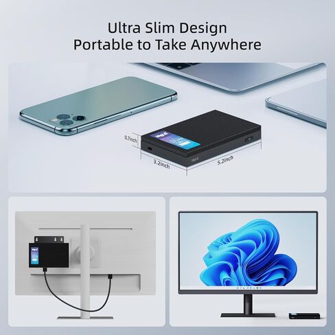 MeLE Mini PC Quieter 4C - الجيل الثاني عشر N100، تصميم بدون مروحة، ذاكرة وصول عشوائي 16 جيجابايت، ذاكرة وصول عشوائي 512 جيجابايت، Windows 11 Pro، شبكة LAN مزدوجة، 2.4/5G Wi-Fi، USB-C كامل الوظائف، سطح مكتب ثلاثي العرض 4K في المنزل والمكتب والتعليم إنترنت  in Kuwait