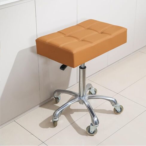 Kaleurrier Heavy Duty Stools with Wheels 400lb Backless Height Adjustable Stool - Rolling Stools Swivel Chair for Counter Bar Salon Office Home Kitchen Lab Clinic (Rolling Casters, Camel) in Saudi Arabia