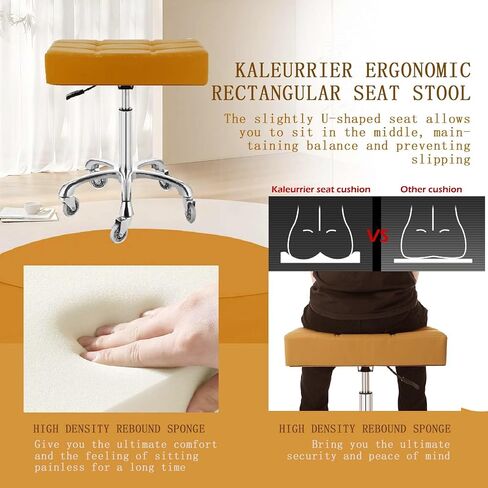Kaleurrier Heavy Duty Stools with Wheels 400lb Backless Height Adjustable Stool - Rolling Stools Swivel Chair for Counter Bar Salon Office Home Kitchen Lab Clinic (Rolling Casters, Camel) in Saudi Arabia