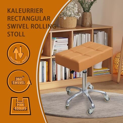 Kaleurrier Heavy Duty Stools with Wheels 400lb Backless Height Adjustable Stool - Rolling Stools Swivel Chair for Counter Bar Salon Office Home Kitchen Lab Clinic (Rolling Casters, Camel) in Saudi Arabia