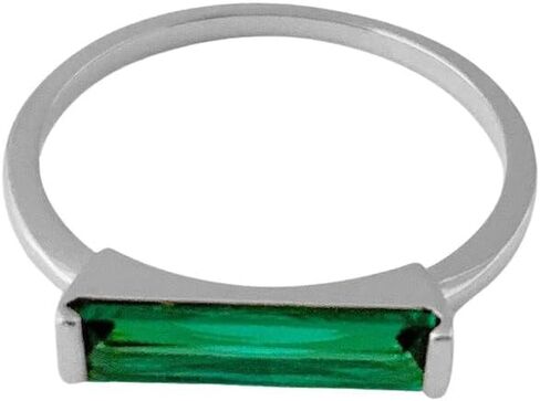 HONEYCAT Lorena Long Emerald Green Crystal Baguette Ring in Gold, Rose Gold, or Silver | Minimalist, Delicate Jewelry in Saudi Arabia