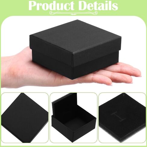 Batiyeer 48 Pcs Black Cardboard Jewelry Gift Boxes Small Gift Boxes Ring Box Jewelry Boxes with Velvet Cushion and Lid for Earring Necklace Bracelet Display, 3.2 x 3.2 x 1.4 Inch in Saudi Arabia