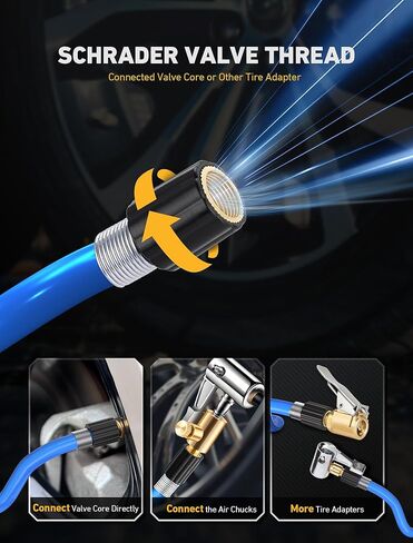 ظرف إطار نحاسي مع خرطوم هواء من البولي يوريثان بطول 9.8 قدم، محول خرطوم نفخ الإطارات بمشبك قفل مع محول صمام بريستا وقطعتين من صواميل التحويل، مجموعة ظرف هواء لمضخة الإطارات المحمولة/ضاغط الهواء in Kuwait