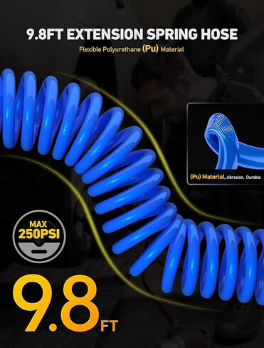 ظرف إطار نحاسي مع خرطوم هواء من البولي يوريثان بطول 9.8 قدم، محول خرطوم نفخ الإطارات بمشبك قفل مع محول صمام بريستا وقطعتين من صواميل التحويل، مجموعة ظرف هواء لمضخة الإطارات المحمولة/ضاغط الهواء in Kuwait