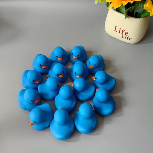 Bath Duck Toys 16 PCS Blue Mini Rubber Ducks Squeak and Float Duckies Baby Shower Toy Party Decoration for Toddlers Boys Girls in Saudi Arabia