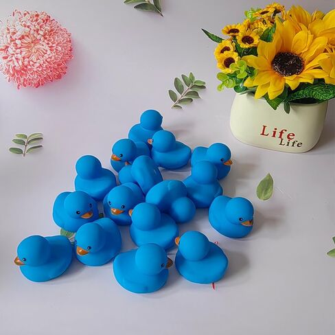 Bath Duck Toys 16 PCS Blue Mini Rubber Ducks Squeak and Float Duckies Baby Shower Toy Party Decoration for Toddlers Boys Girls in Saudi Arabia