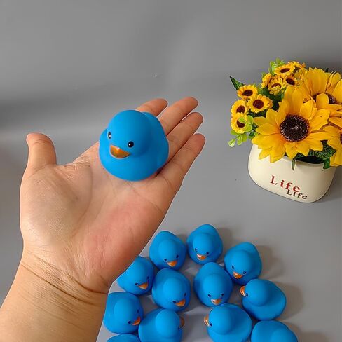 Bath Duck Toys 16 PCS Blue Mini Rubber Ducks Squeak and Float Duckies Baby Shower Toy Party Decoration for Toddlers Boys Girls in Saudi Arabia