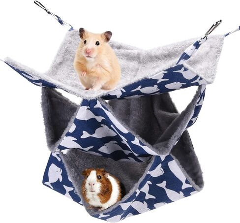 XINRUI 3 Layer Guinea Pig Cage Hammock, Cute Rat Hamster Hanging Hammock Bed Soft Warm Small Animals House Cage Accessories Toy for Ferret Squirrel Chinchilla Parrot Sugar Glider in Kuwait