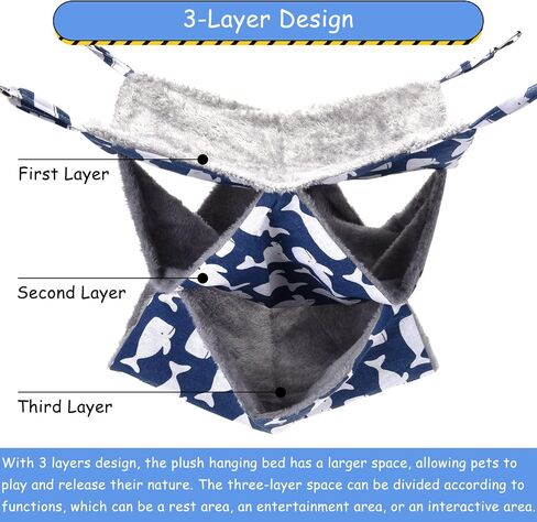 XINRUI 3 Layer Guinea Pig Cage Hammock, Cute Rat Hamster Hanging Hammock Bed Soft Warm Small Animals House Cage Accessories Toy for Ferret Squirrel Chinchilla Parrot Sugar Glider in Kuwait