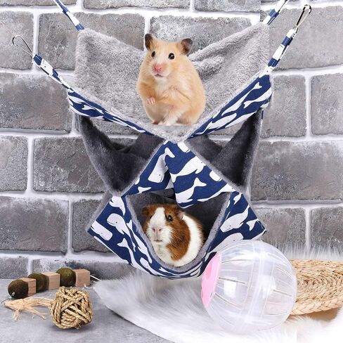 XINRUI 3 Layer Guinea Pig Cage Hammock, Cute Rat Hamster Hanging Hammock Bed Soft Warm Small Animals House Cage Accessories Toy for Ferret Squirrel Chinchilla Parrot Sugar Glider in Kuwait