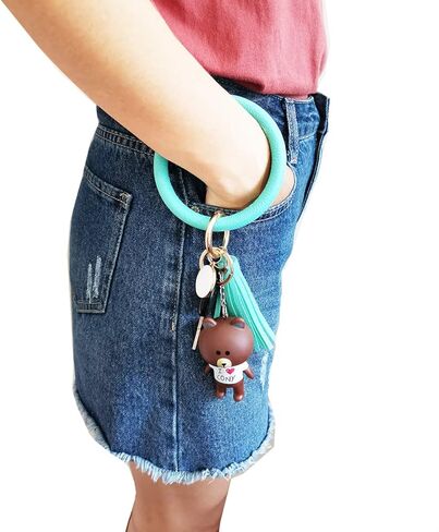 سلسلة المفاتيح سوار السوار الإسورة مفتاح حامل حلقة مفاتيح جلدية شرابة مفتاح سلسلة حلقة رئيسية للنساء الفتيات in Kuwait