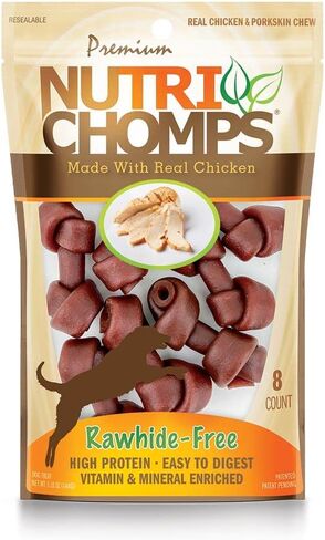 NutriChomps Dog Chews, 2.5-inch Knots, Easy to Digest, Rawhide-Free Dog Treats, 8 Count, Real Peanut Butter flavor in Saudi Arabia