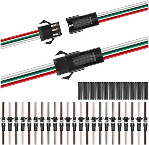 20Pairs JST XH 2.54mm 2Pin Male and Female Connector Cable with UL1007 22AWG 100mm Red Black Connector Wire,Heat Shrink Tube for Tiny Drone Battery Terminal Socket LED Strip Light in Kuwait