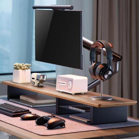 XL Walnut Wood Monitor Stand for Desk (44 Inch) Large Monitor Stands for 2 Monitors, Desk Shelf for Top of Desk Walnut Monitor Shelf in Kuwait