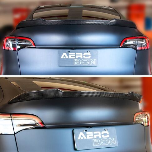 AeroBon Real Carbon Fiber Trunk Spoiler Compatible with 2020-2024 Tesla Model Y Spoiler (H Style) in Kuwait