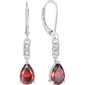 FJ Teardrop Wedding Earrings for Women, Sterling Silver Gemstone Drop Dangly Earrings Lightweight Hypoallergenic Jewelry Gifts for Wedding