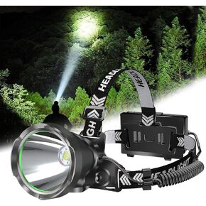 Aikertec Rechargeable LED Headlamp, 120000 Lumen Super Bright Headlamp for Adults Powerful Bettery Head Lamp with 2 Modes, 120° Adjustable, Waterproof Headlamp for Outdoor Camping, Fishing