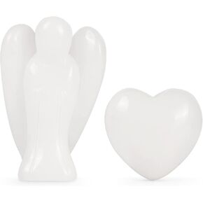 Artistone Amethyst Crystal Guardian Angel Heart Stone Healing Crystal Set Hand Carved Gemstone Quartz Angel Worry Stones Figurines for Reiki Meditation