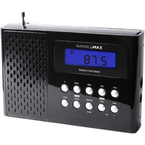 HANNLOMAX HX-512R Portable AM/FM/Weather Band Radio, Alarm Clock, LCD Display, Headphone Jack. (Purple)