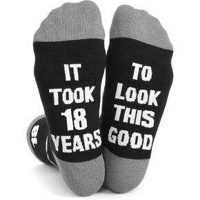 Bibalabili Men Fun Crews Socks for 40th 50th 60th Birthday Gifts for Men Funny Black Crew Cotton Socks