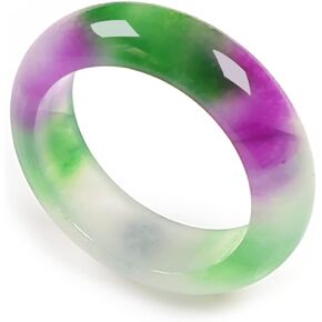 DNTENG Jade Ring for Women, Lavender Ice Jade Band Ring 100% Real Stone Natural Jade Jewelry Crafts Gifts for Women,Size (6-11)