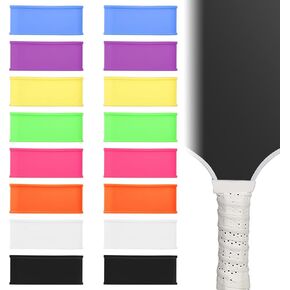 16 PCS Pickleball Paddle Racket Grip Bands, Tennis Racquet Secures Overgrip, Handle Rubber Silicone Ring for Squash Racket, Racquetball, Baseball Bat Handle