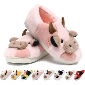 Cow Slippers for Women,Cartoon Animal Fuzzy Slippers,Winter Warm Women's House Slippers,Anti-Slip Indoor Outdoor for Man