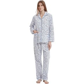 GLOBAL Womens Pajamas Set 100% Cotton Womens PJs Drawstring Sleepwear for Women…