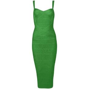 whoinshop Women's Rayon Strap Celebrity Midi Evening Party Bandage Dress Wine S